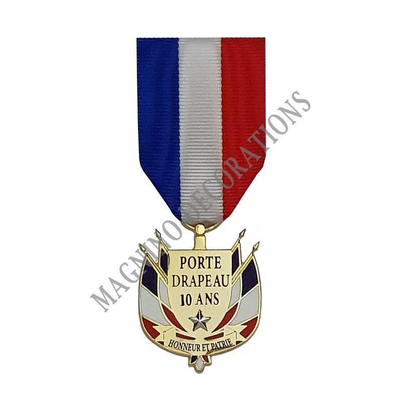 MEDAILLE PORTE-DRAPEAUX 10 ANS ET + - 110832 - Achetez votre MEDAILLE PORTE-DRAPEAUX 10 ANS ET + - Magnino Décorations - Vente d