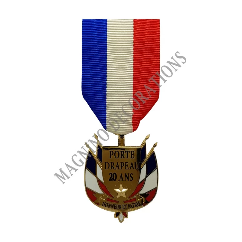 MEDAILLE PORTE-DRAPEAUX 20 ANS ET + - 110833 - Achetez votre MEDAILLE PORTE-DRAPEAUX 20 ANS ET + - Magnino Décorations - Vente d