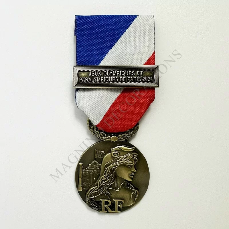 MEDAILLE DE LA SECURITE INTERIEURE AGRAFE JEUX OLYMPIQUES ET PARALYMPIQUES DE PARIS 2024 CLASSE BRONZE