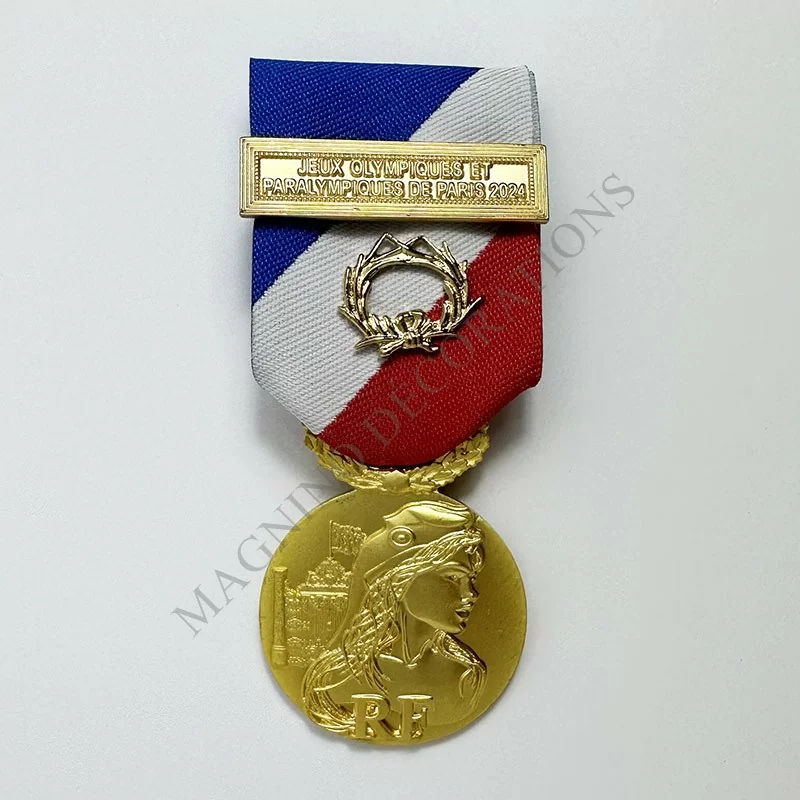 MEDAILLE DE LA SECURITE INTERIEURE AGRAFE JEUX OLYMPIQUES ET PARALYMPIQUES DE PARIS 2024 CLASSE OR